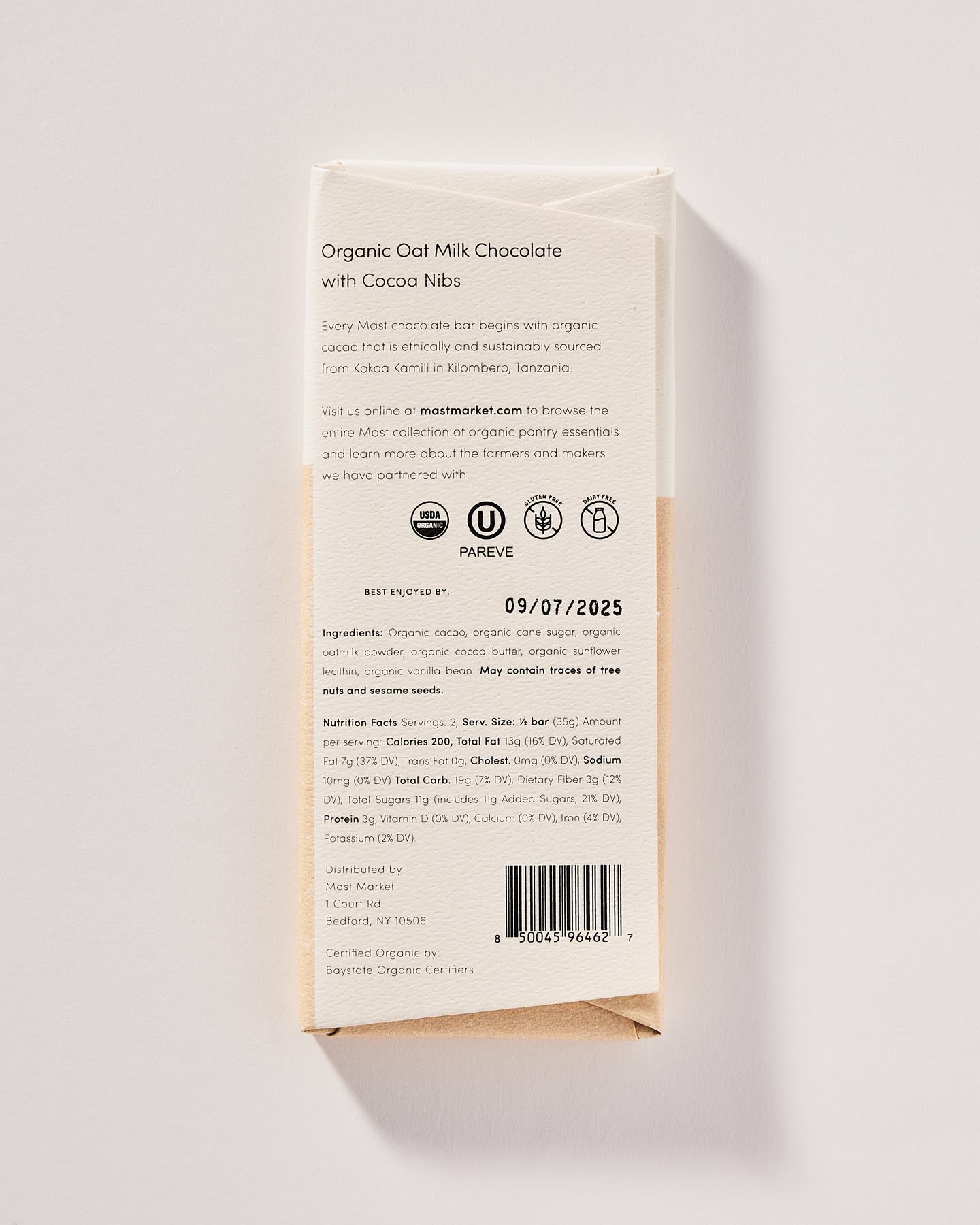 Organic Oat Milk Chocolate with Cocoa Nibs